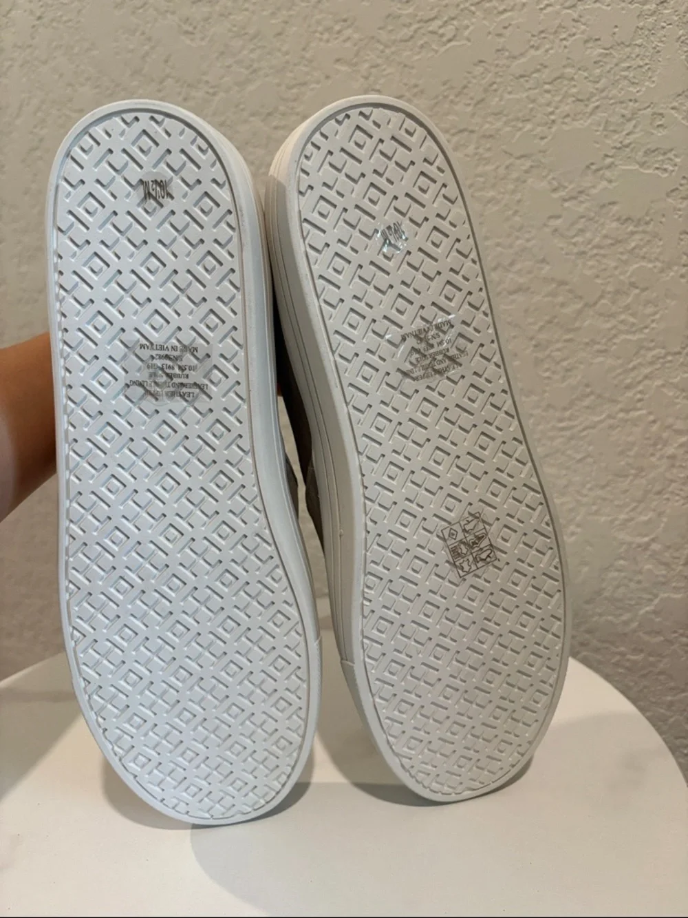 NWT Tory Burch Womens Slip-On Loafers in French Gray with White Sole